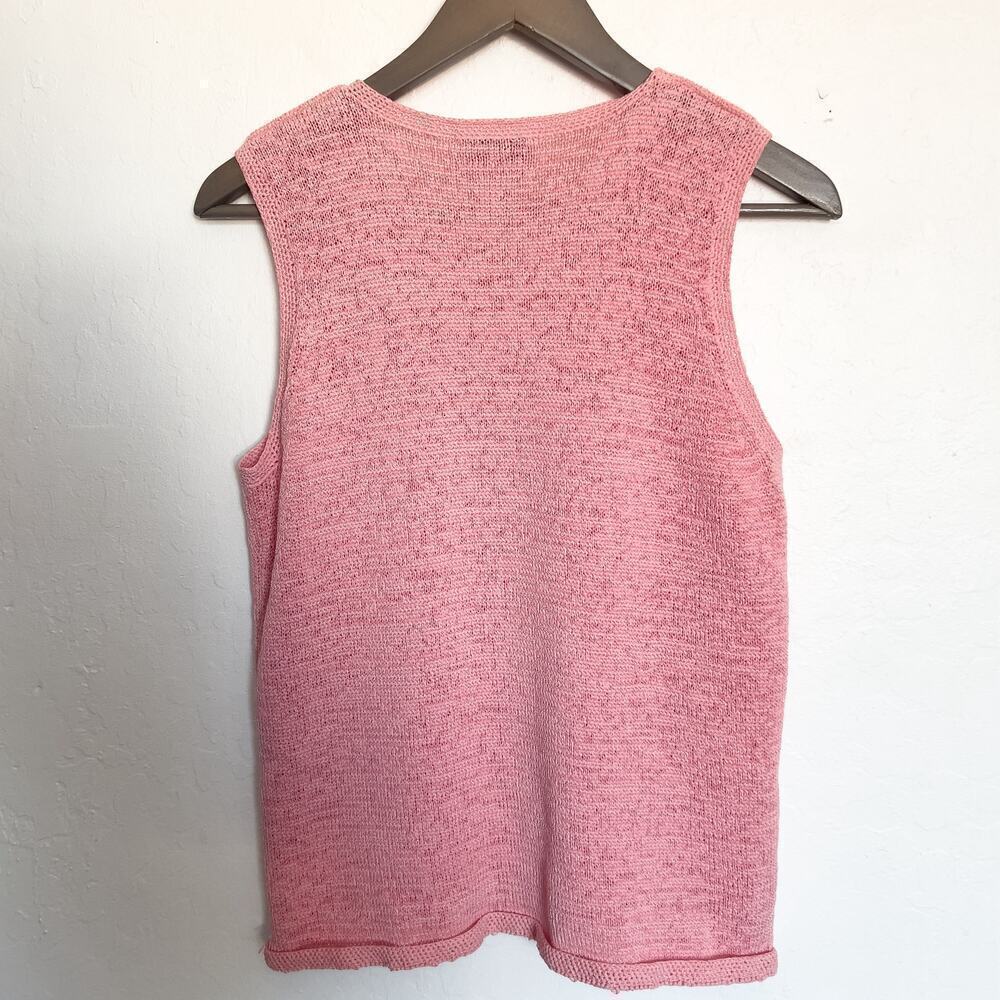 Pendelton Loose Knit Sweater Tank Sleeveless Top Large Pink Polyester Cotton - Picture 2 of 4